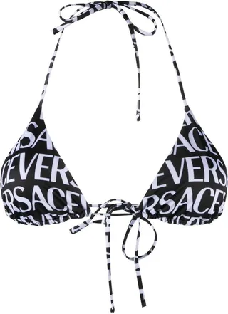 Logo-Print Triangle Bikini Top