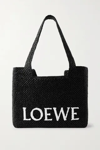 Loewe - + Paula's Ibiza Medium Embroidered Two-tone Raffia Tote - Black
