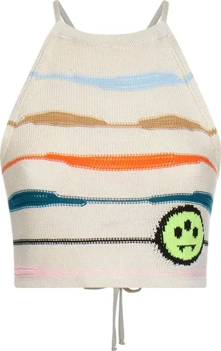 Barrow Halterneck Tie Fastened Knitted Cropped Top