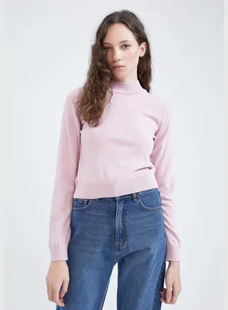 Slim Fit Half Turtle Neck Tricot Pullover