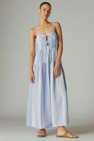Striped Cutout Maxi Dress