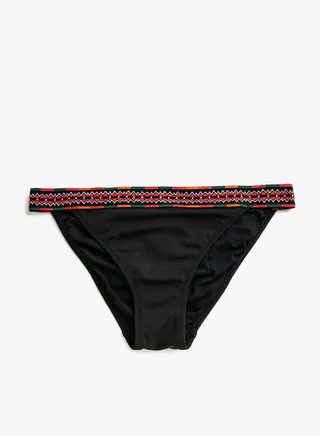 Patterned Elastic Bikini Bottom