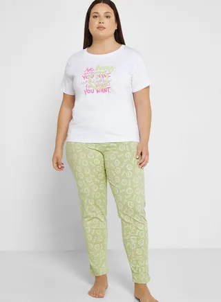 Graphic Nightwear T-Shirt And Pyjama Set
