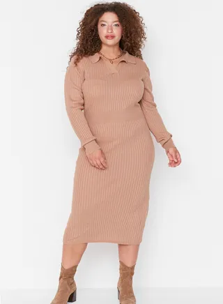 Polo Neck Knitted Dress