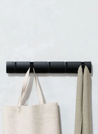Black Flip Wall Mounted Coat Rack