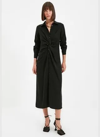 Black Buttoned Dress TWOAW22EL0696