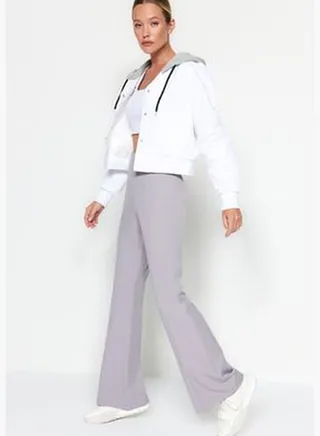 Gray Woven Trousers TWOAW24PL00206