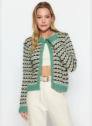 Mint Tie Detail Knitwear Cardigan TWOAW24HI00223