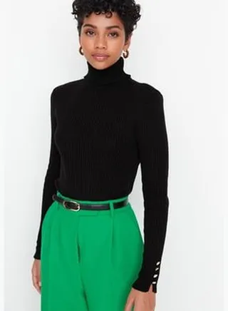 Black Basic Turtleneck Knitwear Sweater TWOAW21KZ2632