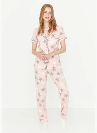 Powder Gray Knitted Pajamas Set