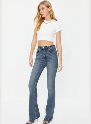 Blue High Waist Flare Jeans TWOSS24JE00036
