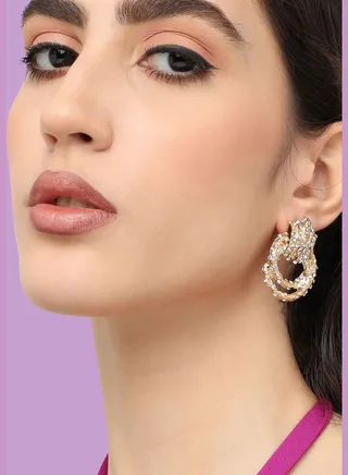 Gold Plated Designer Stone Party Drop Earring For Women