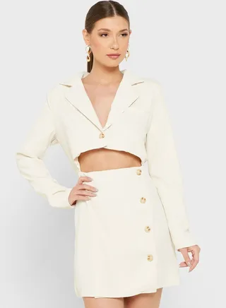 Cut Out Button Detail Dress