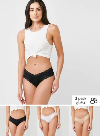 3 Pack Lace Detail Cheeky Style Brief