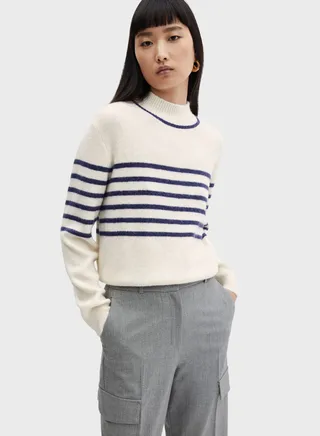 High Neck Striped Sweater