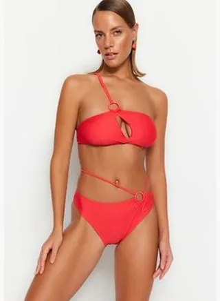 Red Accessorized Regular Leg Bikini Bottoms TBESS23BA00129