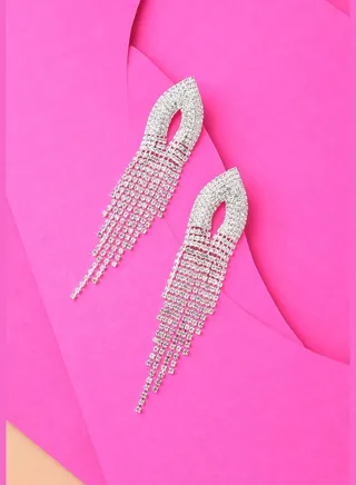 Silver Plated Designer Stone Party Drop Earring For Women