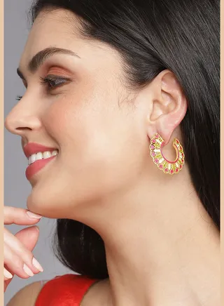 Gold-Plated Enamel Earrings
