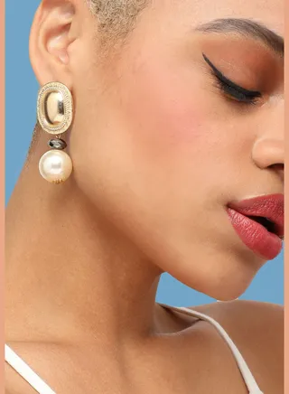 Gold Plated Party Designer Stone Drop Earring For Women