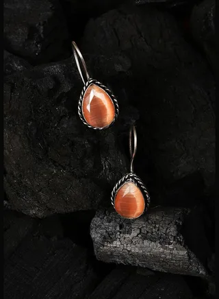 Silver Plated Designer Stone Drop Earrings