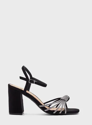 Diamante Strap Block Heel Sandal