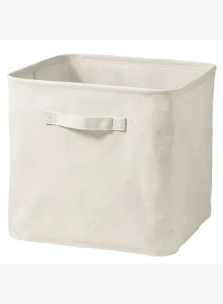Polyester Linen Soft Box , W 35 x D 35 x H 32 cm, L , Off White