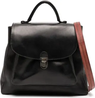 Tuck-Lock Leather Tote Bag