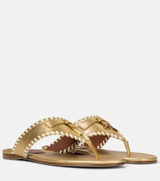 Jovis metallic leather thong sandals