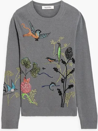 Embellished wool and cashmere-blend sweater