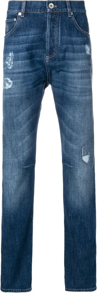 Distressed Straight Leg Jeans