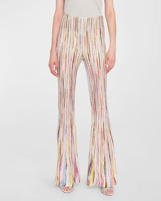 Striped Knit Flare-Leg Pants