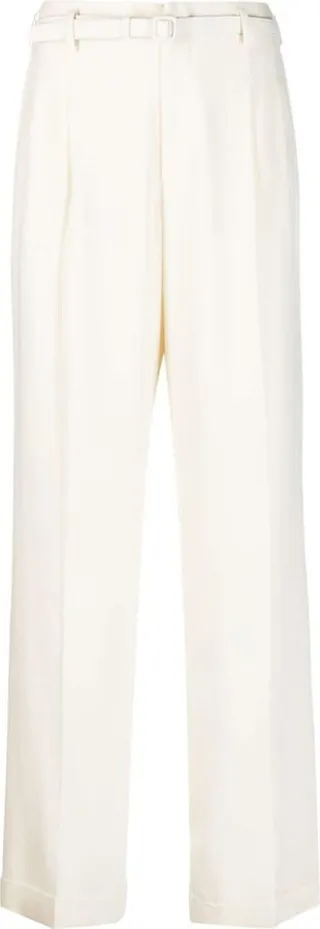 Stamford belted straight-leg wool trousers