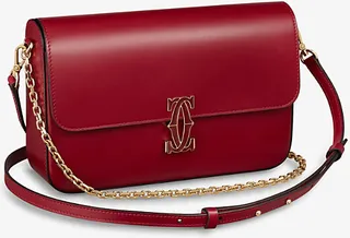 Womens Cherry Red Double C de Small Leather Shoulder bag
