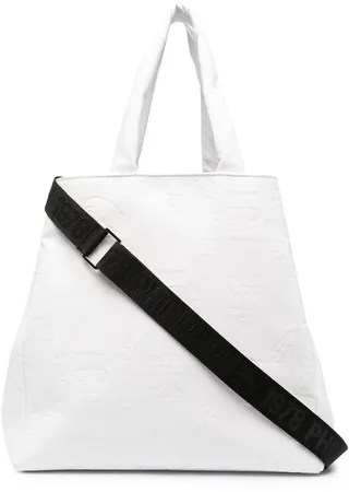 Skull-Embossed Leather Tote Bag