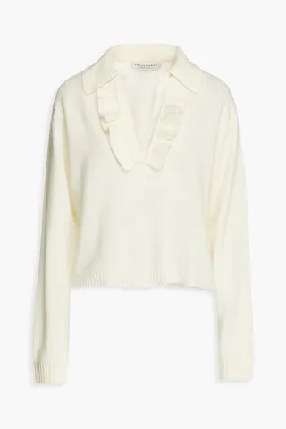 Ruffle-trimmed wool and cashmere-blend sweater