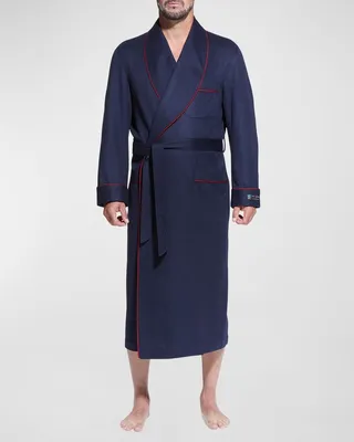 Men's Cashmere Braid-Trim Shawl Robe