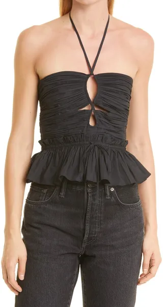 Women's Angelina Crop Cutout Cotton Halter Top