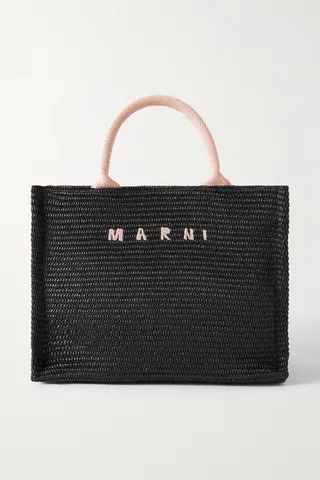 Marni - Embroidered Raffia Tote - Black