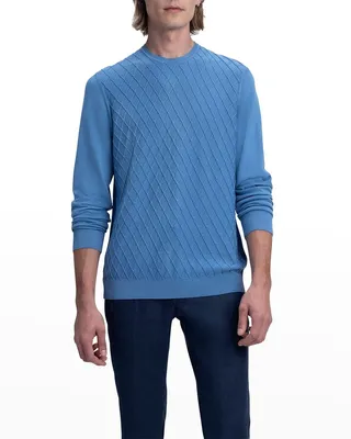 Men's Diamond-Knit Cotton Crewneck Sweater
