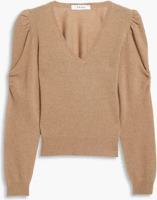 Frankie ruched mélange cashmere sweater