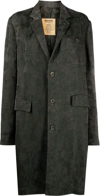 Floral-Print Single-Breasted Coat