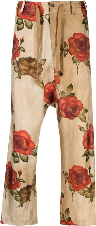 Floral-Print Cropped Trousers