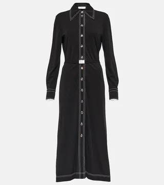 Belted jersey shirt dress