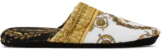 Versace White & Black I Heart Baroque Slippers