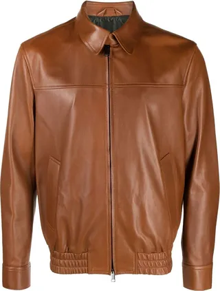 Brown Zip-Up Leather Jacket