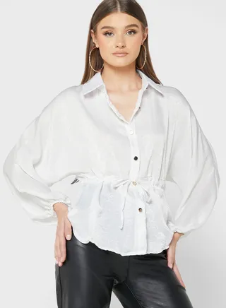 Tie Detail Button Down Shirt