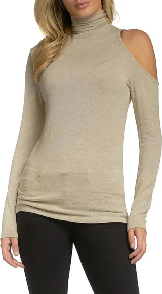 Womens Mockneck One Shoulder Turtleneck Top
