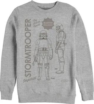 Men's Star Wars The Mandalorian Stormtrooper Action Figure Sweatshirt - Athletic Heather - Medium