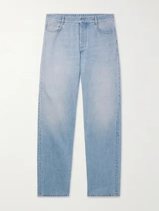 Wide-Leg Bleached Jeans