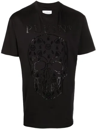 embellished logo-print detail T-shirt
